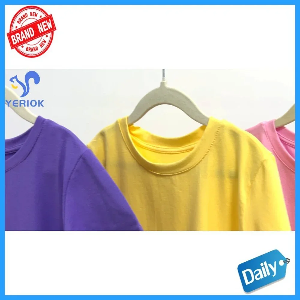 5 Pack Girls Short Sleeve Cotton Tees Regular Fit Summer Tops